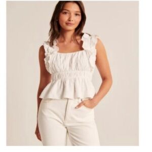 Abercrombie & Fitch White Ruffled Blouse